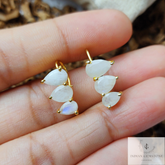 Natural Rainbow Moonstone Ear Climber, 925 Silver Gold Plated Moonstone Ear Crawler, Gemstone Ear Climber, Ear Crawler Earring, Gift For Her